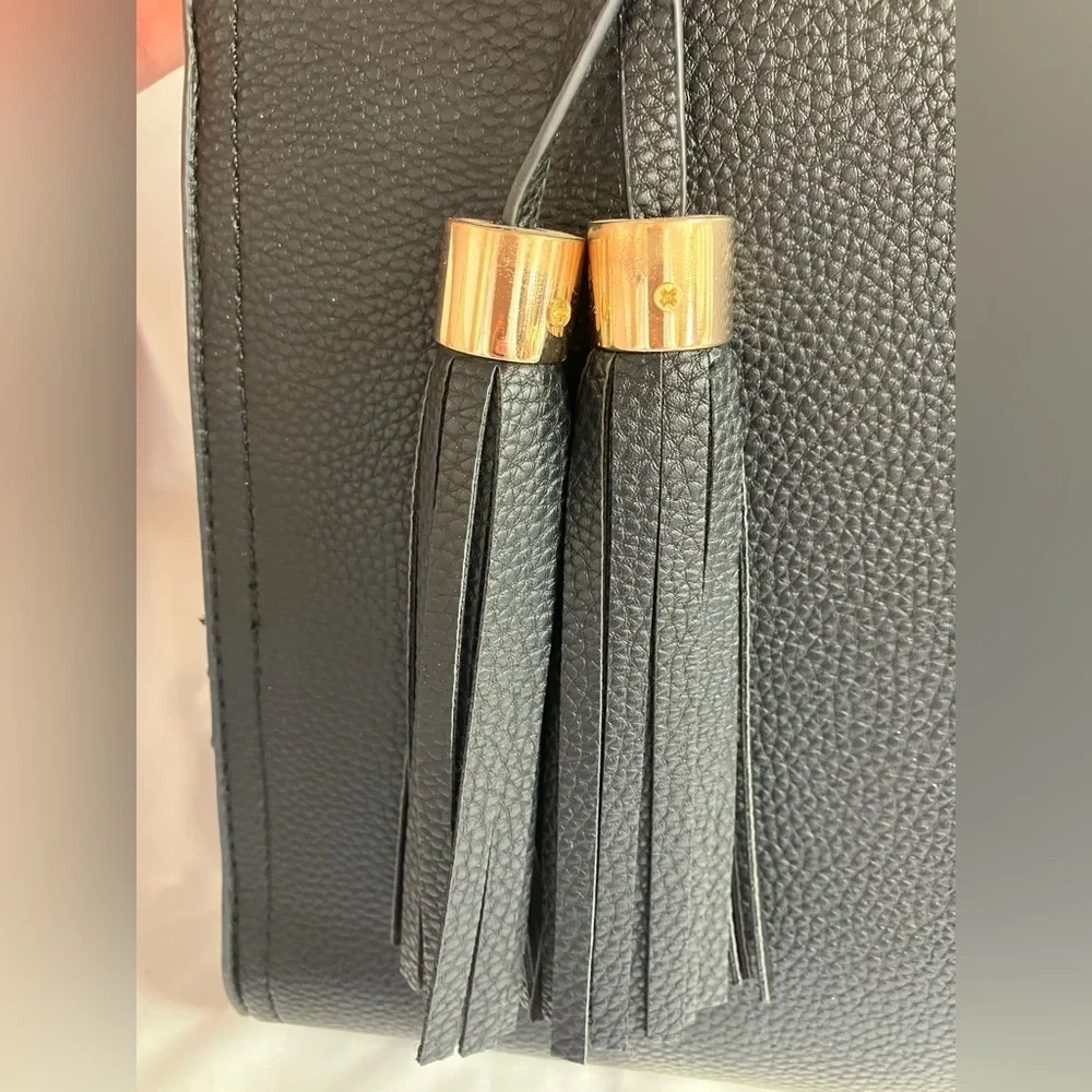 Miztique Black Tote with Gold Details